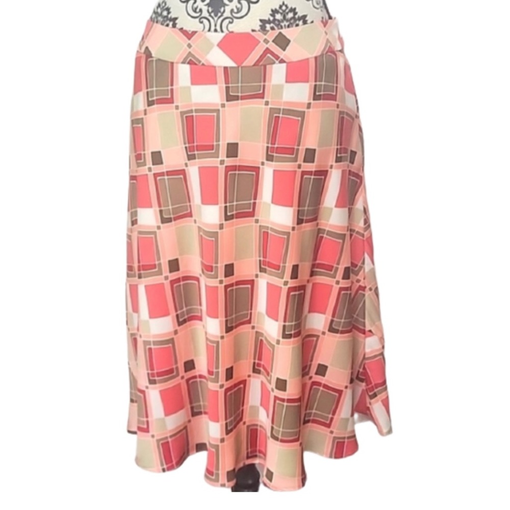 Valarie Stevens Geometric Print Silk Skirt